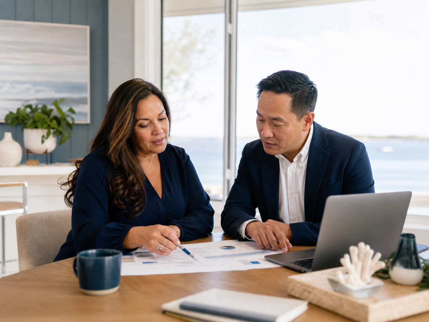 Long Island business owner collaborating with a Soundview marketing advisor